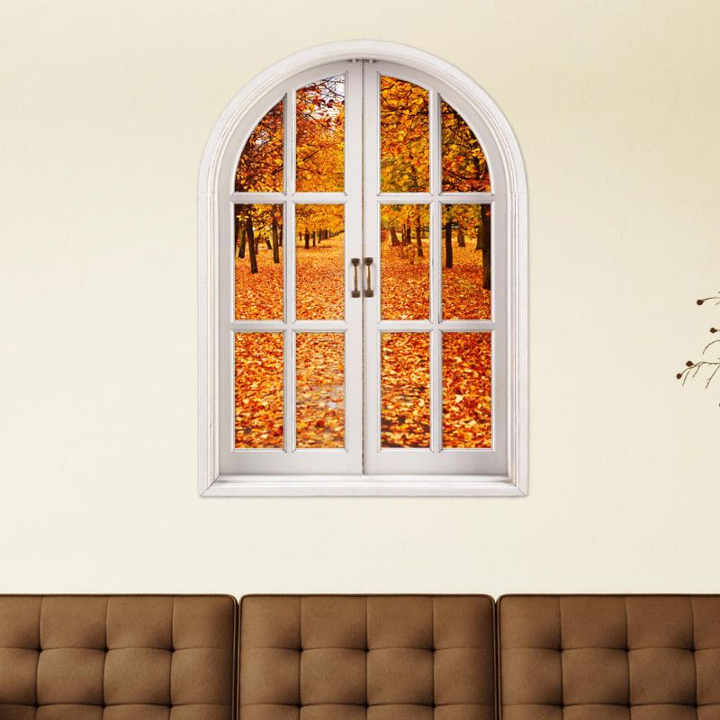 Hojas De Otoño 3d Ventana Artificial Vista 3d Tatuajes De Pared Habitación Pag Pegatinas Decoración De La Pared Del Hogar Regalo