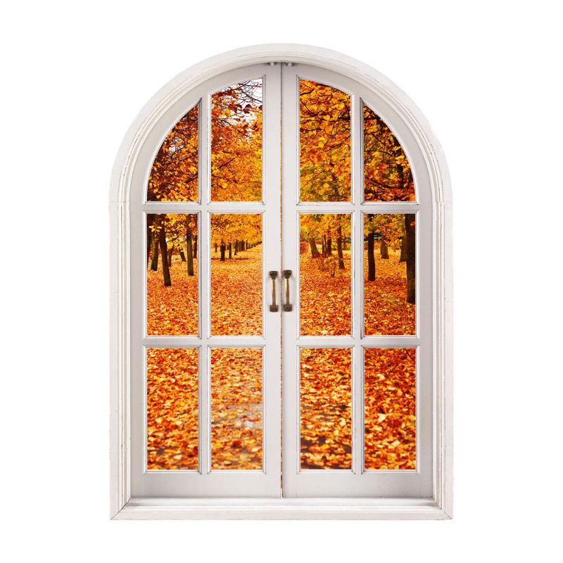 Hojas De Otoño 3d Ventana Artificial Vista 3d Tatuajes De Pared Habitación Pag Pegatinas Decoración De La Pared Del Hogar Regalo