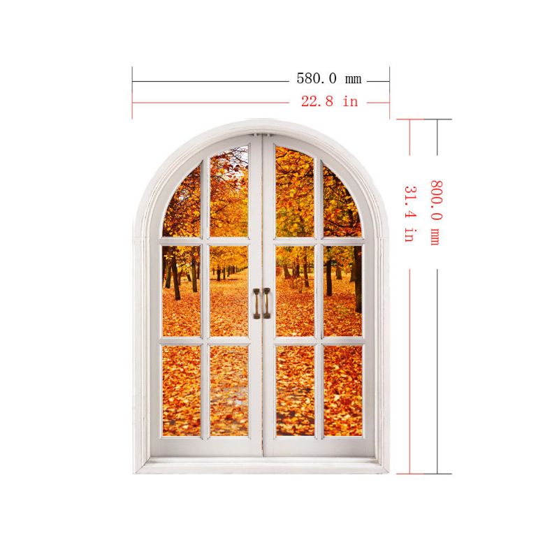 Hojas De Otoño 3d Ventana Artificial Vista 3d Tatuajes De Pared Habitación Pag Pegatinas Decoración De La Pared Del Hogar Regalo