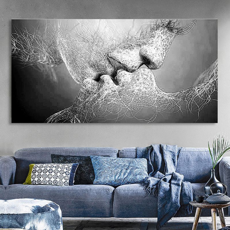 Imagen De Arte De Pared De Amor En Blanco Y Negro Impresión De Artes Abstractas En Pinturas Para Decoración De Habitaciones