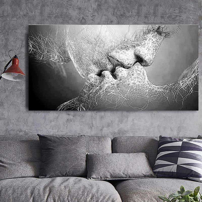 Imagen De Arte De Pared De Amor En Blanco Y Negro Impresión De Artes Abstractas En Pinturas Para Decoración De Habitaciones