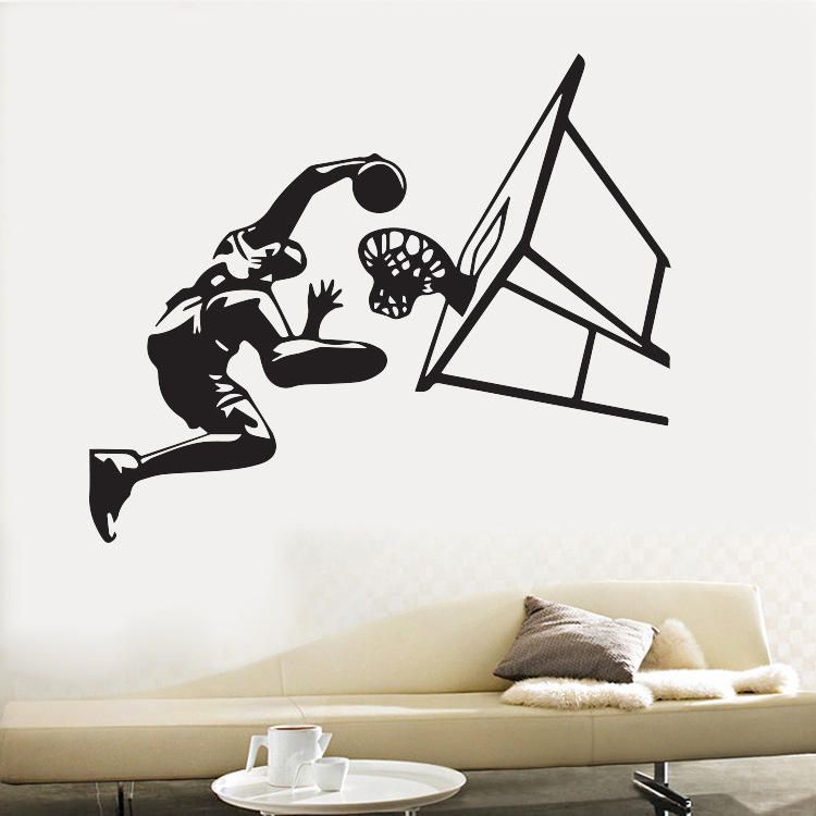 Jugador De Baloncesto Air Slam Dunk Pegatina De Pared Extraíble Calcomanías De Vinilo Pegatinas De Arte Para Habitación Deportiva