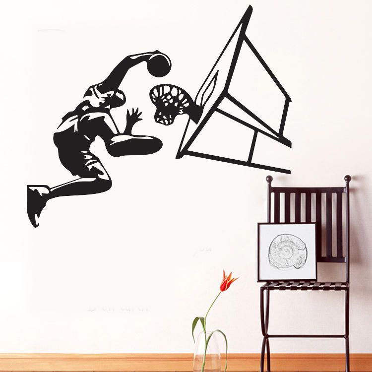 Jugador De Baloncesto Air Slam Dunk Pegatina De Pared Extraíble Calcomanías De Vinilo Pegatinas De Arte Para Habitación Deportiva