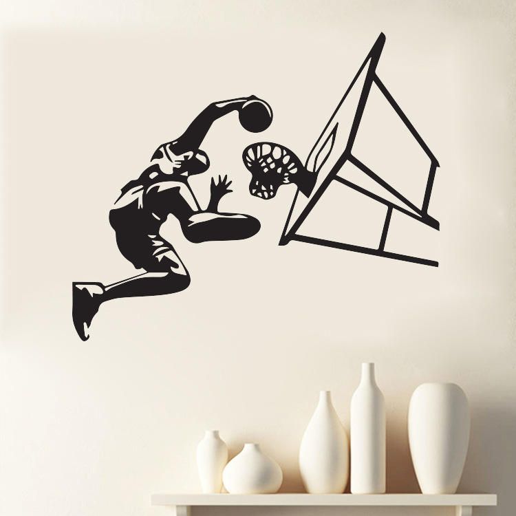 Jugador De Baloncesto Air Slam Dunk Pegatina De Pared Extraíble Calcomanías De Vinilo Pegatinas De Arte Para Habitación Deportiva