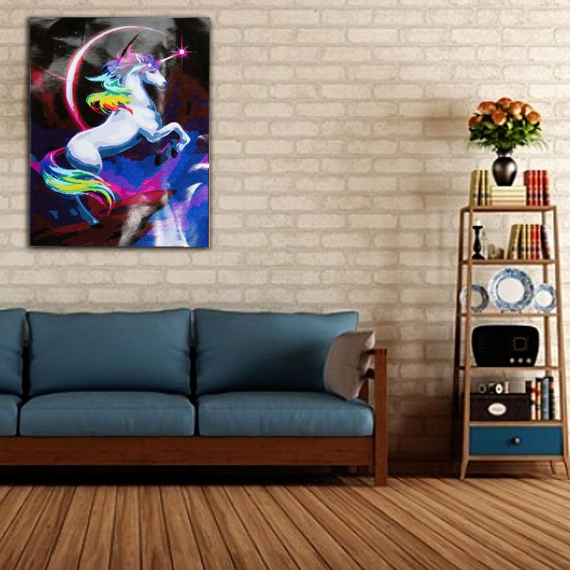 Kit De Pintura De Unicornio Arcoíris Por Número Diy Pinturas Al Óleo Digitales Lienzo Decoración Del Hogar