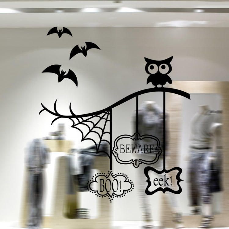 Kst-11 Halloween Tree Network Trap Pvc Pegatinas De Pared Sala De Estar Dormitorio Decoración Pegatinas De Pared