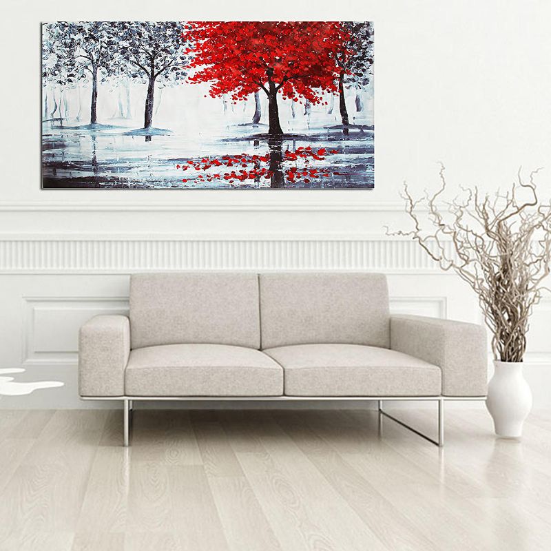 Lienzo De Bosque Rojo Moderno Decoración De La Pared Del Hogar Pinturas Artísticas Impresión De Imagen Sin Marco