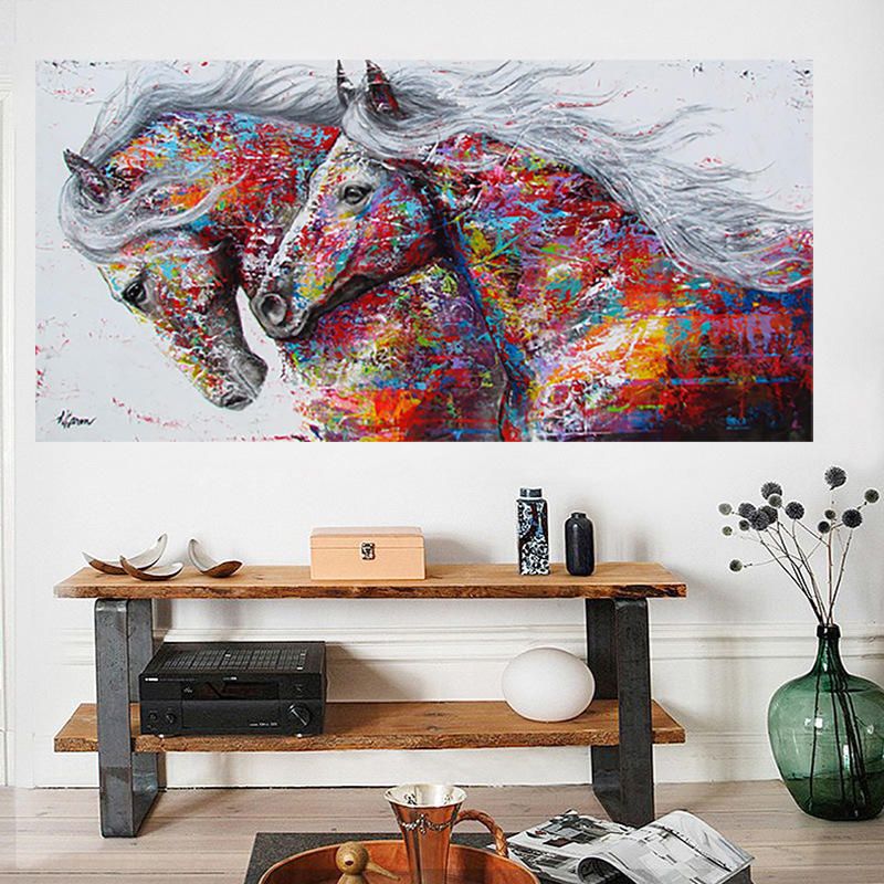 Lienzo Running Horse Art Print Pinturas Sin Marco Cuadro De Pared Colorido Cartel Para La Decoración Del Hogar De La Sala De Estar