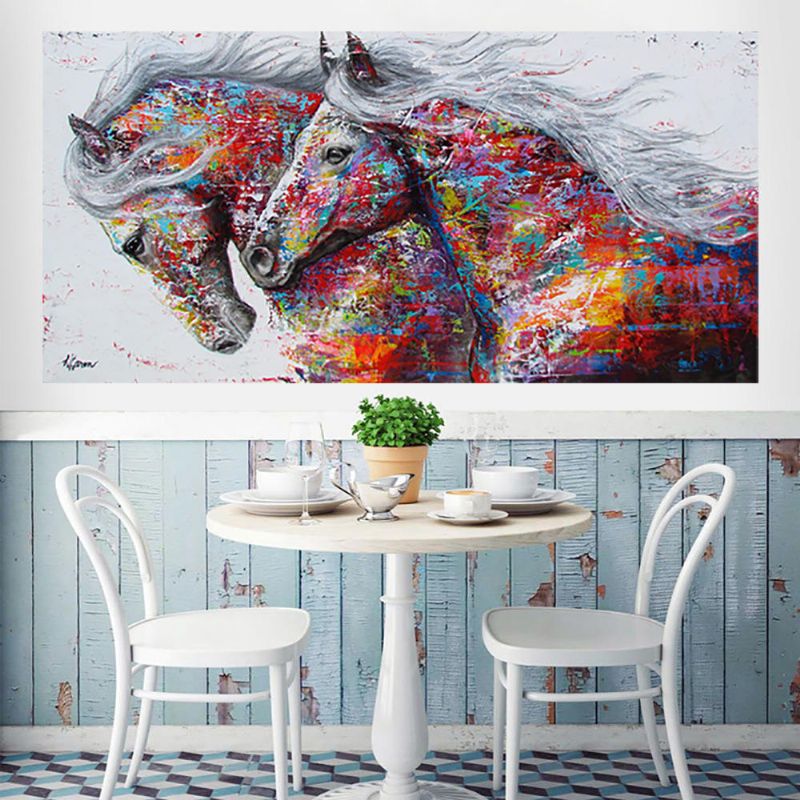 Lienzo Running Horse Art Print Pinturas Sin Marco Cuadro De Pared Colorido Cartel Para La Decoración Del Hogar De La Sala De Estar