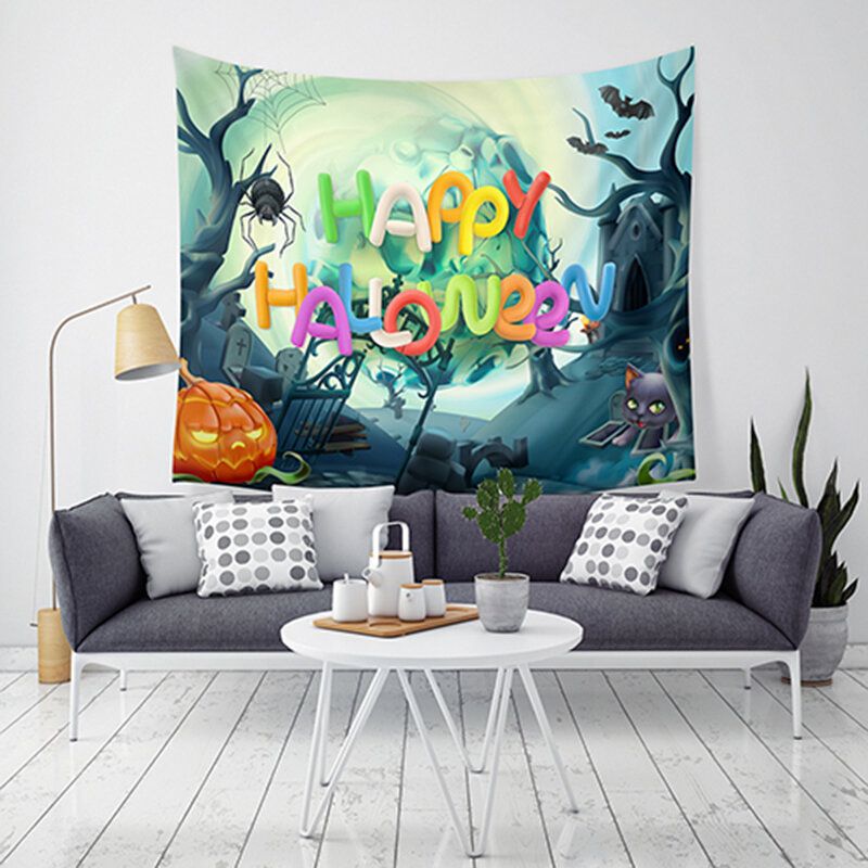 Lwg6 Tapiz De Halloween Estampado De Calabaza Tapiz Colgante Arte De Pared Decoración Del Hogar Decoraciones De Halloween Para El Hogar