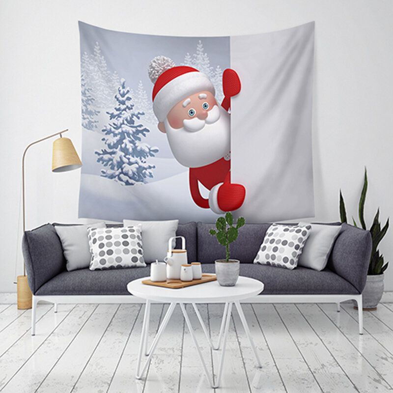 Lwg7 Tapiz Navideño Con Estampado De Papá Noel Para Colgar En La Pared Arte Decoración Del Hogar Decoraciones Navideñas Para El Hogar