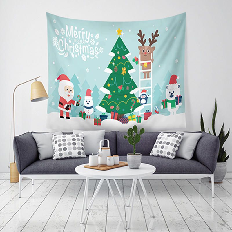 Lwg7 Tapiz Navideño Con Estampado De Papá Noel Para Colgar En La Pared Arte Decoración Del Hogar Decoraciones Navideñas Para El Hogar