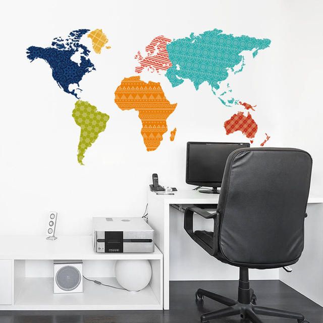 Mapa Del Mundo Colorido Pegatinas De Pared Dormitorio Tv Fondo Murales De Pared Diy Decoración Del Hogar Calcomanía De Pared De Vinilo