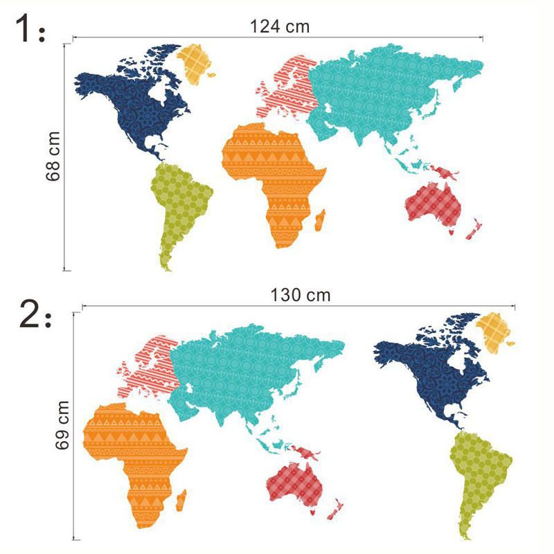 Mapa Del Mundo Colorido Pegatinas De Pared Dormitorio Tv Fondo Murales De Pared Diy Decoración Del Hogar Calcomanía De Pared De Vinilo