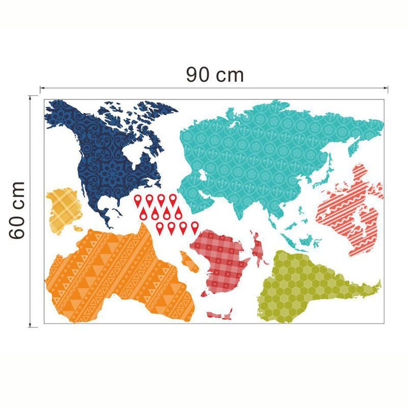 Mapa Del Mundo Colorido Pegatinas De Pared Dormitorio Tv Fondo Murales De Pared Diy Decoración Del Hogar Calcomanía De Pared De Vinilo