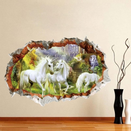 Miico 3d Creativo Unicornio Pared Rota Extraíble Hogar Habitación Decorativa Decoración De Pared Pegatina