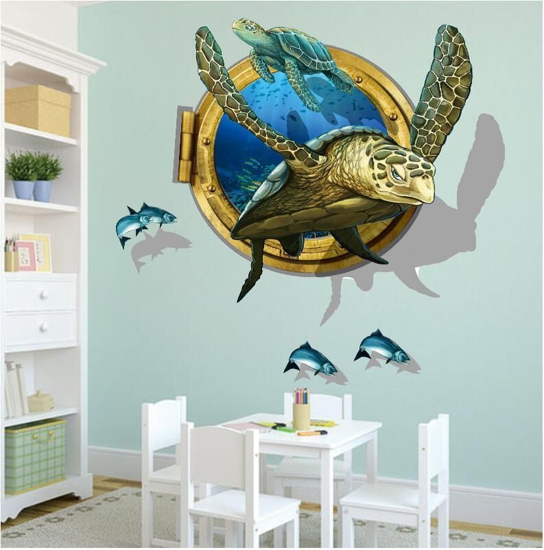 Miico 3d Pegatinas De Pared De Pvc Creativas Decoración Del Hogar Arte Mural Extraíble Calcomanías De Pared De Tortugas Marinas