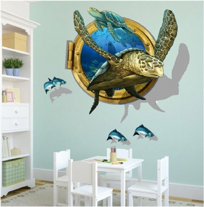 Miico 3d Pegatinas De Pared De Pvc Creativas Decoración Del Hogar Arte Mural Extraíble Calcomanías De Pared De Tortugas Marinas