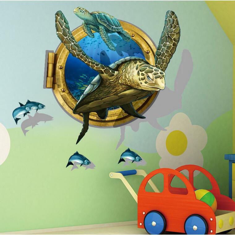 Miico 3d Pegatinas De Pared De Pvc Creativas Decoración Del Hogar Arte Mural Extraíble Calcomanías De Pared De Tortugas Marinas