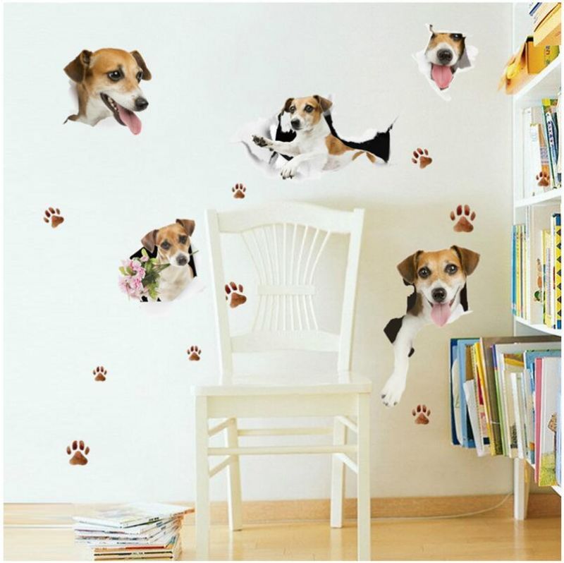 Miico 3d Pegatinas De Pared De Pvc Creativas Decoración Del Hogar Arte Mural Extraíble Pegatina De Decoración De Perro