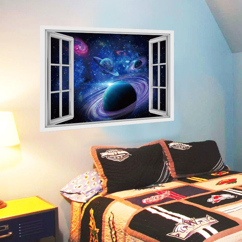 Miico 3d Star Bright Planet Dormitorio Sala De Estar Pegatinas De Pared Decoración Para El Hogar Arte Mural Extraíble Planet Tatuajes De Pared