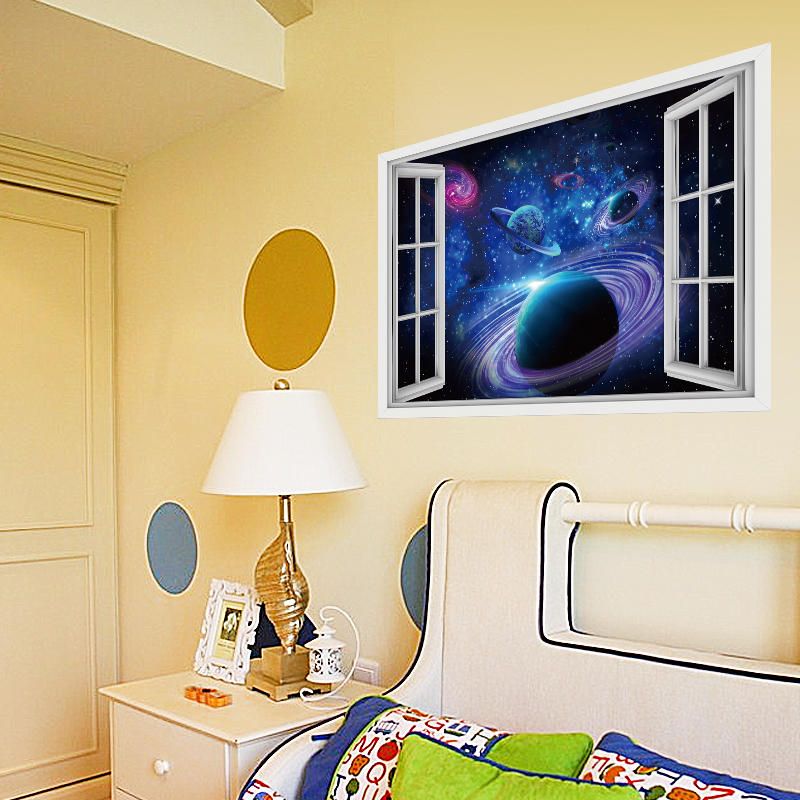 Miico 3d Star Bright Planet Dormitorio Sala De Estar Pegatinas De Pared Decoración Para El Hogar Arte Mural Extraíble Planet Tatuajes De Pared