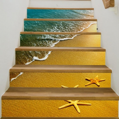 Miico 6pcs Set Beach Pattern Creative Stair Sticker Home Decor Mural Art Removibles Tatuajes De Pared