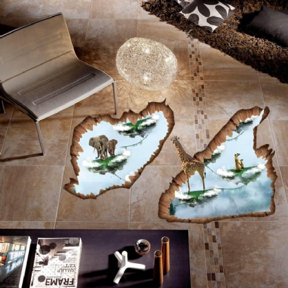 Miico Creative 3d Animal Island Extraíble Hogar Habitación Decorativa Pared Piso Decoración Pegatina