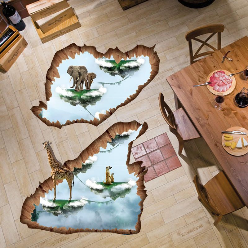 Miico Creative 3d Animal Island Extraíble Hogar Habitación Decorativa Pared Piso Decoración Pegatina