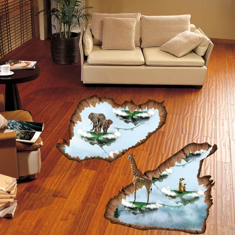 Miico Creative 3d Animal Island Extraíble Hogar Habitación Decorativa Pared Piso Decoración Pegatina