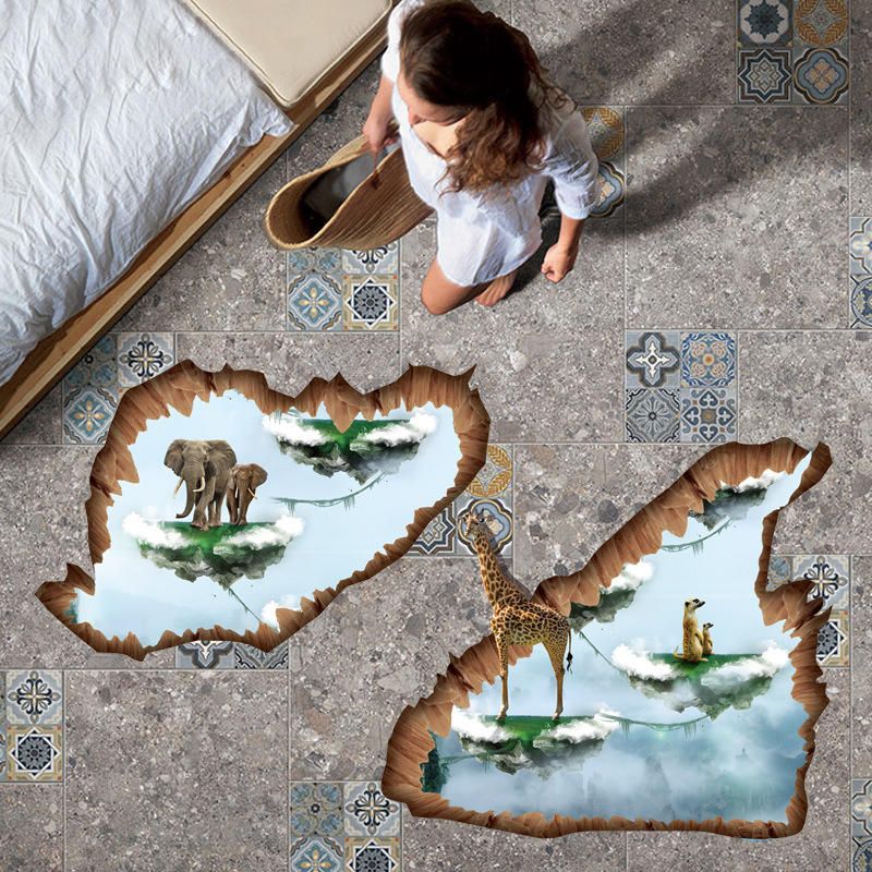 Miico Creative 3d Animal Island Extraíble Hogar Habitación Decorativa Pared Piso Decoración Pegatina