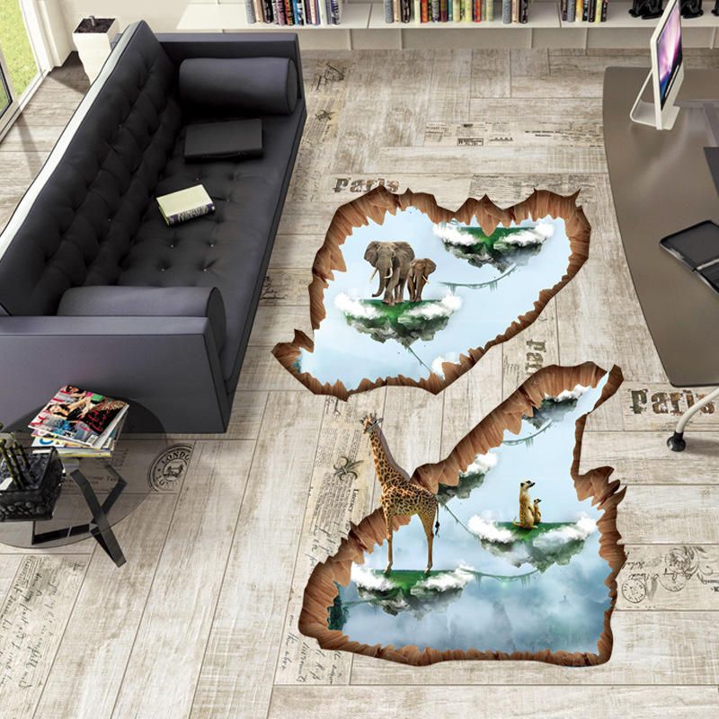 Miico Creative 3d Animal Island Extraíble Hogar Habitación Decorativa Pared Piso Decoración Pegatina