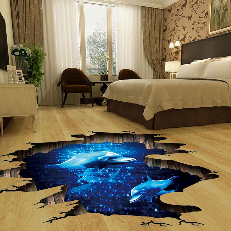 Miico Creative 3d Deep Sea Dolphin Extraíble Hogar Habitación Decorativa Pared Piso Decoración Pegatina