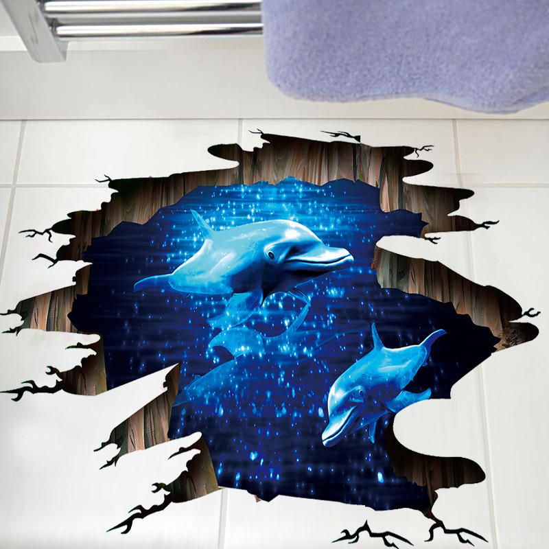 Miico Creative 3d Deep Sea Dolphin Extraíble Hogar Habitación Decorativa Pared Piso Decoración Pegatina