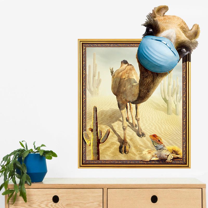 Miico Creative 3d Desert Camel Frame Pvc Extraíble Hogar Habitación Decorativa Pared Puerta Decoración Pegatina