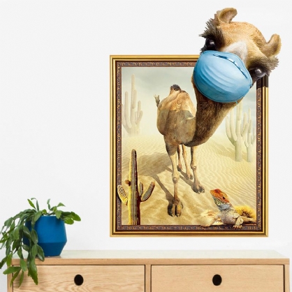 Miico Creative 3d Desert Camel Frame Pvc Extraíble Hogar Habitación Decorativa Pared Puerta Decoración Pegatina