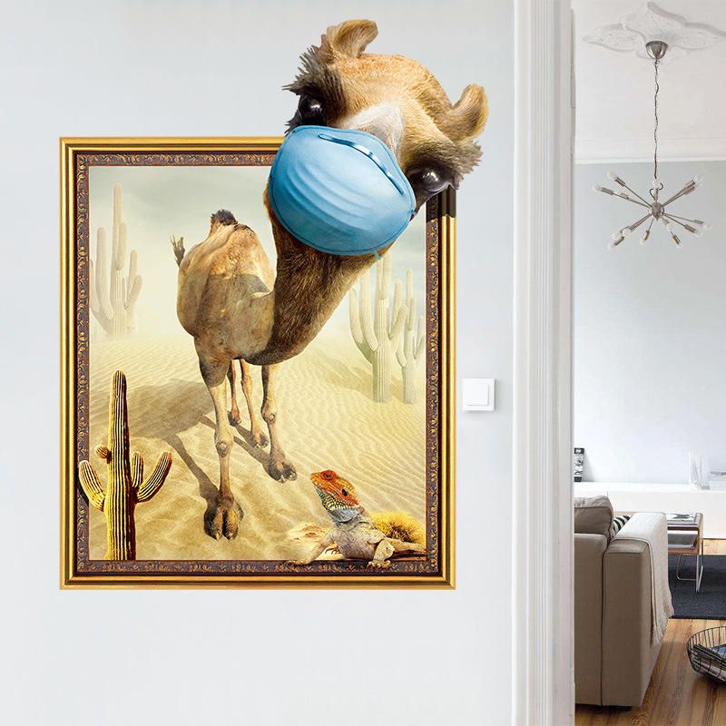 Miico Creative 3d Desert Camel Frame Pvc Extraíble Hogar Habitación Decorativa Pared Puerta Decoración Pegatina