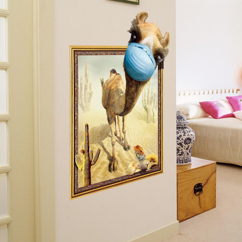 Miico Creative 3d Desert Camel Frame Pvc Extraíble Hogar Habitación Decorativa Pared Puerta Decoración Pegatina