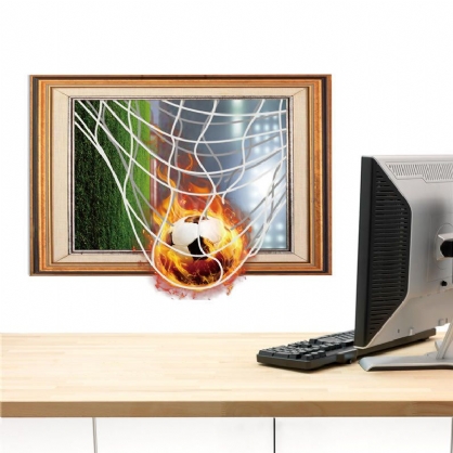 Miico Creative 3d Fire Football Frame Pvc Extraíble Home Room Decorativo Wall Floor Decor Sticker