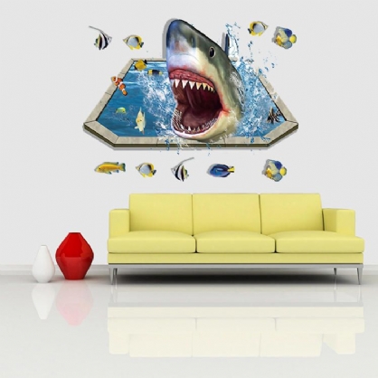 Miico Creative 3d Sea Sharks Fish Extraíble Home Room Decorativo Wall Floor Decor Sticker