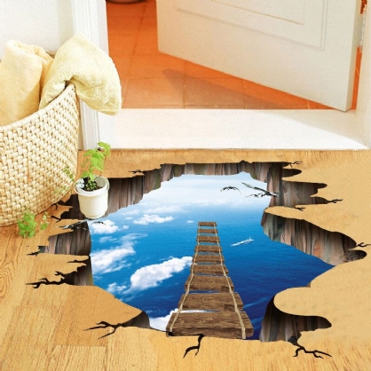 Miico Creative 3d Sky Suspension Bridge Pared Rota Extraíble Hogar Habitación Decorativa Pared Puerta Decoración Pegatina