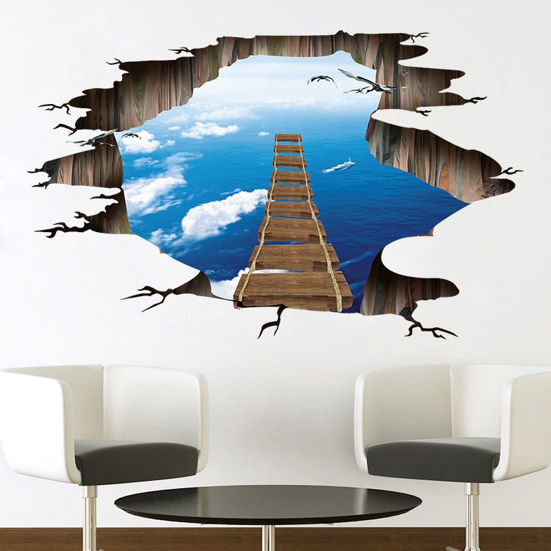 Miico Creative 3d Sky Suspension Bridge Pared Rota Extraíble Hogar Habitación Decorativa Pared Puerta Decoración Pegatina