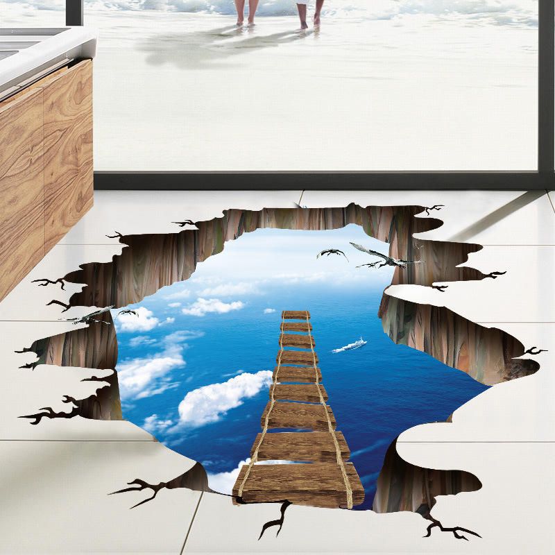 Miico Creative 3d Sky Suspension Bridge Pared Rota Extraíble Hogar Habitación Decorativa Pared Puerta Decoración Pegatina