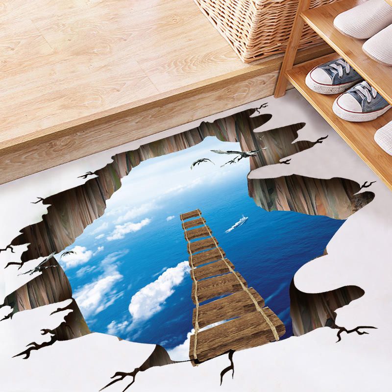 Miico Creative 3d Sky Suspension Bridge Pared Rota Extraíble Hogar Habitación Decorativa Pared Puerta Decoración Pegatina