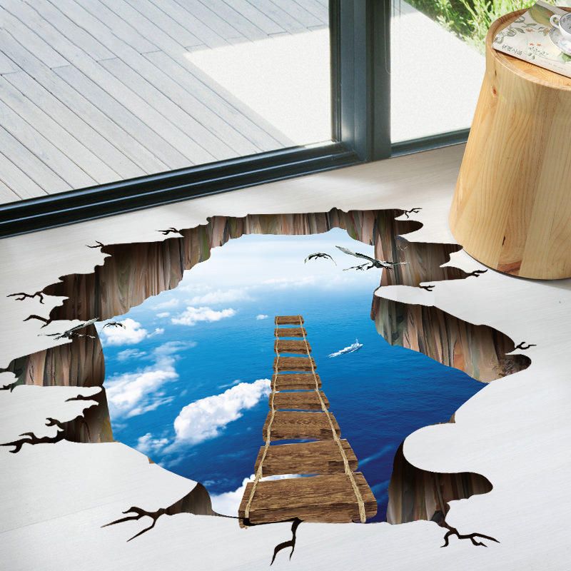 Miico Creative 3d Sky Suspension Bridge Pared Rota Extraíble Hogar Habitación Decorativa Pared Puerta Decoración Pegatina