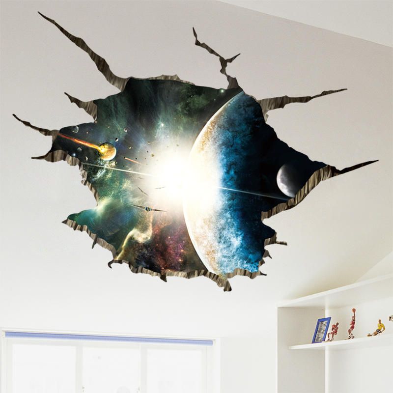 Miico Creative 3d Space Universe Planetas Pared Rota Extraíble Home Room Wall Decor Sticker