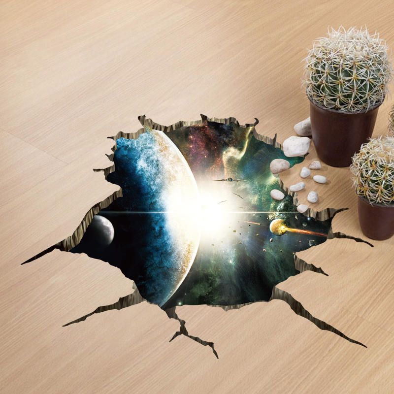 Miico Creative 3d Space Universe Planetas Pared Rota Extraíble Home Room Wall Decor Sticker