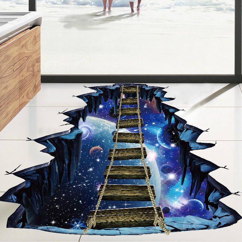 Miico Creative 3d Universe Puente Colgante Extraíble Hogar Habitación Decorativa Pared Puerta Decoración Pegatina