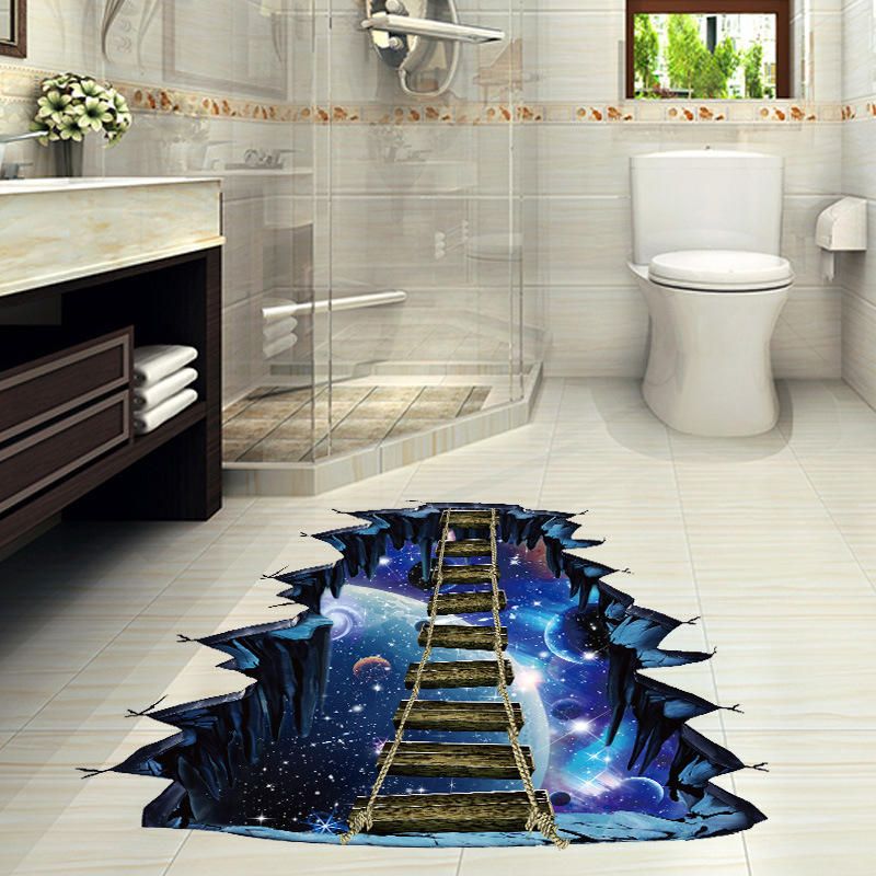 Miico Creative 3d Universe Puente Colgante Extraíble Hogar Habitación Decorativa Pared Puerta Decoración Pegatina