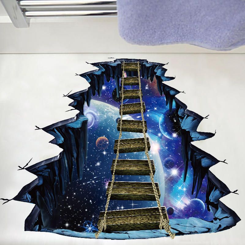 Miico Creative 3d Universe Puente Colgante Extraíble Hogar Habitación Decorativa Pared Puerta Decoración Pegatina